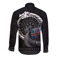 Iceland Viking Drakkar Long Sleeve Button Shirt Viking Blood - Wonder Print Shop