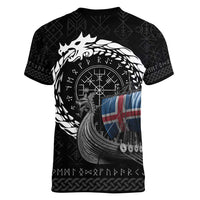 Iceland Viking Drakkar Women V-Neck T-Shirt Viking Blood - Wonder Print Shop