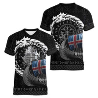 Iceland Viking Drakkar Women V-Neck T-Shirt Viking Blood - Wonder Print Shop