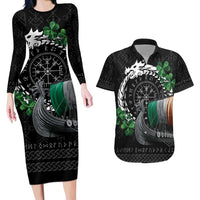 Ireland Viking Drakkar Couples Matching Long Sleeve Bodycon Dress and Hawaiian Shirt Viking Blood - Wonder Print Shop