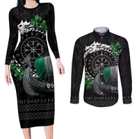 Ireland Viking Drakkar Couples Matching Long Sleeve Bodycon Dress and Long Sleeve Button Shirt Viking Blood - Wonder Print Shop