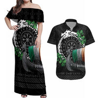 Ireland Viking Drakkar Couples Matching Off Shoulder Maxi Dress and Hawaiian Shirt Viking Blood - Wonder Print Shop