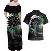 Ireland Viking Drakkar Couples Matching Off Shoulder Maxi Dress and Hawaiian Shirt Viking Blood - Wonder Print Shop