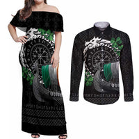 Ireland Viking Drakkar Couples Matching Off Shoulder Maxi Dress and Long Sleeve Button Shirt Viking Blood - Wonder Print Shop