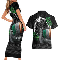 Ireland Viking Drakkar Couples Matching Short Sleeve Bodycon Dress and Hawaiian Shirt Viking Blood - Wonder Print Shop