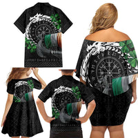 Ireland Viking Drakkar Family Matching Off Shoulder Short Dress and Hawaiian Shirt Viking Blood - Wonder Print Shop