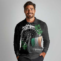 Ireland Viking Drakkar Long Sleeve Polo Shirt Viking Blood - Wonder Print Shop