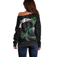 Ireland Viking Drakkar Off Shoulder Sweater Viking Blood - Wonder Print Shop