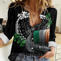 Ireland Viking Drakkar Women Casual Shirt Viking Blood - Wonder Print Shop