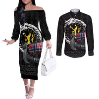 Norway Viking Drakkar Couples Matching Off The Shoulder Long Sleeve Dress and Long Sleeve Button Shirt Viking Blood - Wonder Print Shop