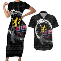 Norway Viking Drakkar Couples Matching Short Sleeve Bodycon Dress and Hawaiian Shirt Viking Blood - Wonder Print Shop