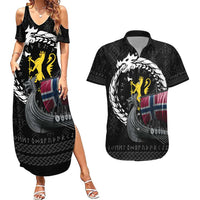 Norway Viking Drakkar Couples Matching Summer Maxi Dress and Hawaiian Shirt Viking Blood - Wonder Print Shop