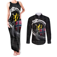 Norway Viking Drakkar Couples Matching Tank Maxi Dress and Long Sleeve Button Shirt Viking Blood - Wonder Print Shop