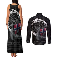 Norway Viking Drakkar Couples Matching Tank Maxi Dress and Long Sleeve Button Shirt Viking Blood - Wonder Print Shop