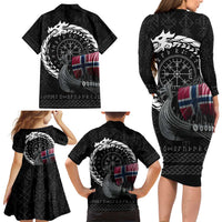 Norway Viking Drakkar Family Matching Long Sleeve Bodycon Dress and Hawaiian Shirt Viking Blood - Wonder Print Shop