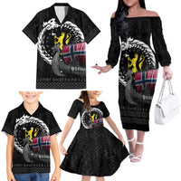 Norway Viking Drakkar Family Matching Off The Shoulder Long Sleeve Dress and Hawaiian Shirt Viking Blood - Wonder Print Shop