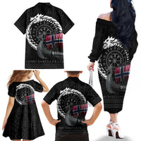 Norway Viking Drakkar Family Matching Off The Shoulder Long Sleeve Dress and Hawaiian Shirt Viking Blood - Wonder Print Shop