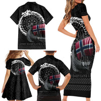 Norway Viking Drakkar Family Matching Short Sleeve Bodycon Dress and Hawaiian Shirt Viking Blood - Wonder Print Shop