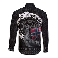 Norway Viking Drakkar Long Sleeve Button Shirt Viking Blood - Wonder Print Shop