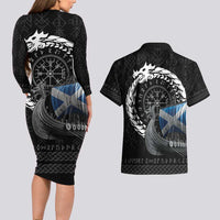 Scotland Viking Drakkar Couples Matching Long Sleeve Bodycon Dress and Hawaiian Shirt Viking Blood - Wonder Print Shop
