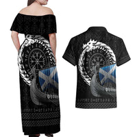Scotland Viking Drakkar Couples Matching Off Shoulder Maxi Dress and Hawaiian Shirt Viking Blood - Wonder Print Shop