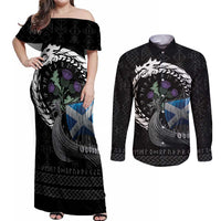 Scotland Viking Drakkar Couples Matching Off Shoulder Maxi Dress and Long Sleeve Button Shirt Viking Blood - Wonder Print Shop