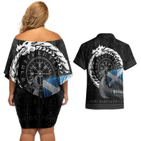 Scotland Viking Drakkar Couples Matching Off Shoulder Short Dress and Hawaiian Shirt Viking Blood - Wonder Print Shop
