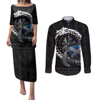 Scotland Viking Drakkar Couples Matching Puletasi and Long Sleeve Button Shirt Viking Blood - Wonder Print Shop