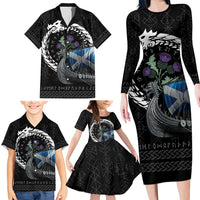 Scotland Viking Drakkar Family Matching Long Sleeve Bodycon Dress and Hawaiian Shirt Viking Blood - Wonder Print Shop