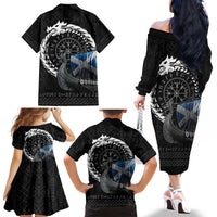 Scotland Viking Drakkar Family Matching Off The Shoulder Long Sleeve Dress and Hawaiian Shirt Viking Blood - Wonder Print Shop