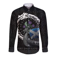 Scotland Viking Drakkar Long Sleeve Button Shirt Viking Blood - Wonder Print Shop