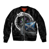 Scotland Viking Drakkar Sleeve Zip Bomber Jacket Viking Blood - Wonder Print Shop
