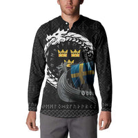 Sweden Viking Drakkar Button Sweatshirt Viking Blood - Wonder Print Shop