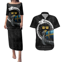 Sweden Viking Drakkar Couples Matching Puletasi and Hawaiian Shirt Viking Blood - Wonder Print Shop