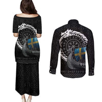 Sweden Viking Drakkar Couples Matching Puletasi and Long Sleeve Button Shirt Viking Blood - Wonder Print Shop