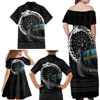 Sweden Viking Drakkar Family Matching Off Shoulder Maxi Dress and Hawaiian Shirt Viking Blood - Wonder Print Shop
