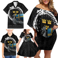 Sweden Viking Drakkar Family Matching Off Shoulder Short Dress and Hawaiian Shirt Viking Blood - Wonder Print Shop