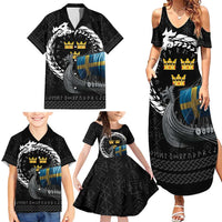 Sweden Viking Drakkar Family Matching Summer Maxi Dress and Hawaiian Shirt Viking Blood - Wonder Print Shop