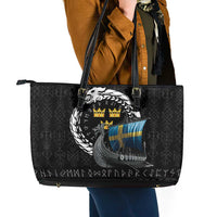 Sweden Viking Drakkar Leather Tote Bag Viking Blood - Wonder Print Shop