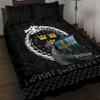 Sweden Viking Drakkar Quilt Bed Set Viking Blood - Wonder Print Shop