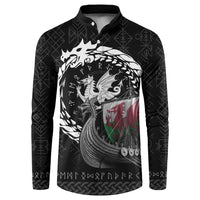 Wales Viking Drakkar Button Sweatshirt Viking Blood - Wonder Print Shop