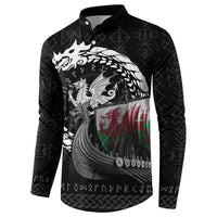 Wales Viking Drakkar Button Sweatshirt Viking Blood - Wonder Print Shop