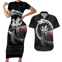 Wales Viking Drakkar Couples Matching Short Sleeve Bodycon Dress and Hawaiian Shirt Viking Blood - Wonder Print Shop