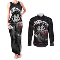 Wales Viking Drakkar Couples Matching Tank Maxi Dress and Long Sleeve Button Shirt Viking Blood - Wonder Print Shop