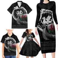 Wales Viking Drakkar Family Matching Long Sleeve Bodycon Dress and Hawaiian Shirt Viking Blood - Wonder Print Shop