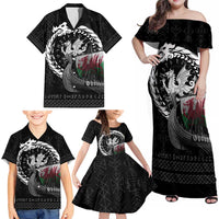 Wales Viking Drakkar Family Matching Off Shoulder Maxi Dress and Hawaiian Shirt Viking Blood - Wonder Print Shop