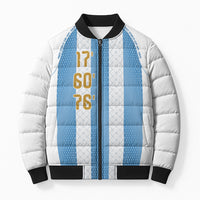 Argentina Hattrick WC26 Custom Bomber Puffer Jacket Triple Strike Football Albiceleste Fan