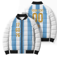 Argentina Hattrick WC26 Custom Bomber Puffer Jacket Triple Strike Football Albiceleste Fan