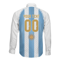 Argentina Hattrick WC26 Custom Long Sleeve Button Shirt Triple Strike Football Albiceleste Fan