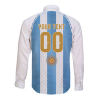 Argentina Hattrick WC26 Custom Long Sleeve Button Shirt Triple Strike Football Albiceleste Fan